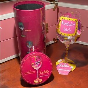 Lolita Birthday Girl Artisan Painted Wine Glass
